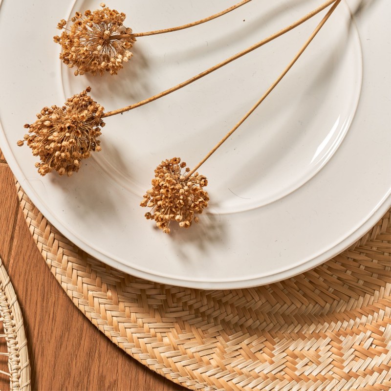 Set X 4 Natural Straw Round Placemats Washein Wolf & Badger