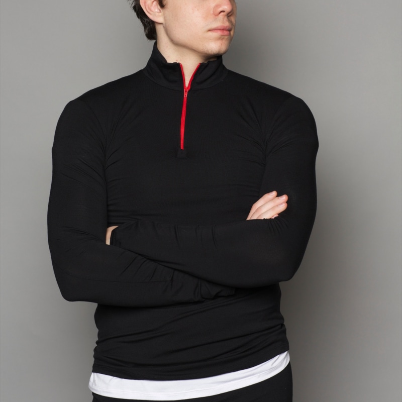 Thumbnail of Bamboo Long Sleeve Zipper T-Shirt - Black image