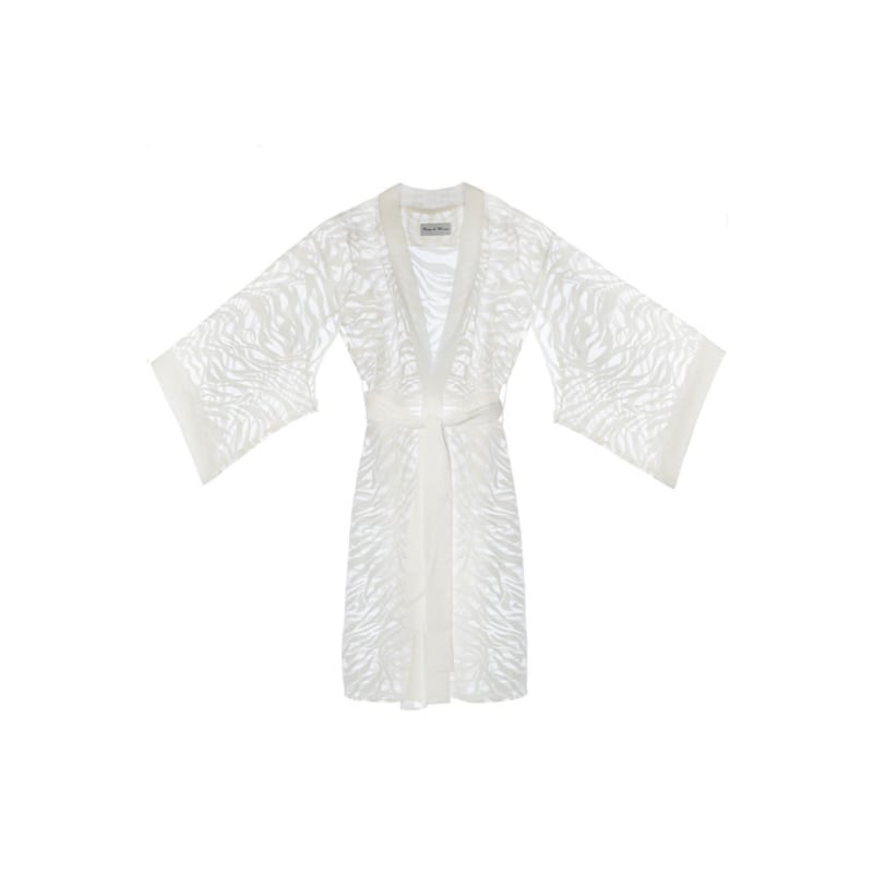 Thumbnail of Sevilla Off-White Color, Sheer Zebra Patterned Design Kimono image