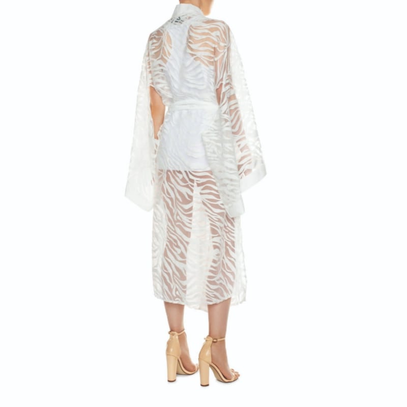 Thumbnail of Sevilla Off-White Color, Sheer Zebra Patterned Design Kimono image