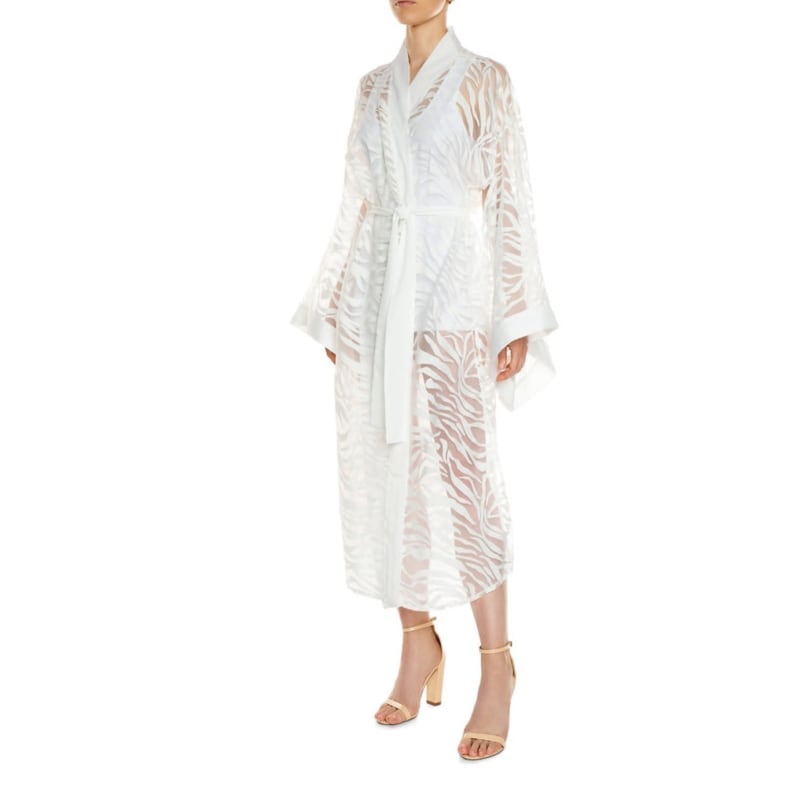 Thumbnail of Sevilla Off-White Color, Sheer Zebra Patterned Design Kimono image