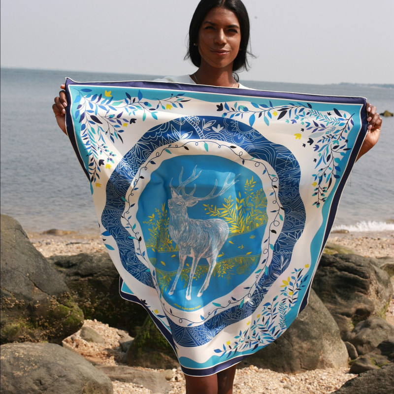 Thumbnail of Silk Scarf Of Blue Jungle image