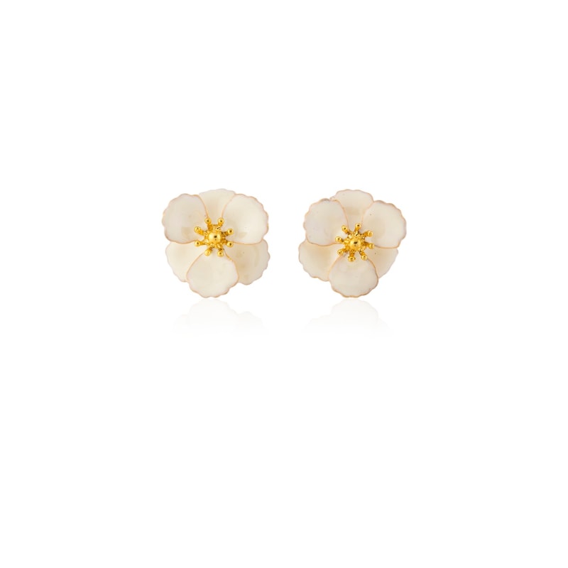 Thumbnail of Cream Petite Flower Earrings image