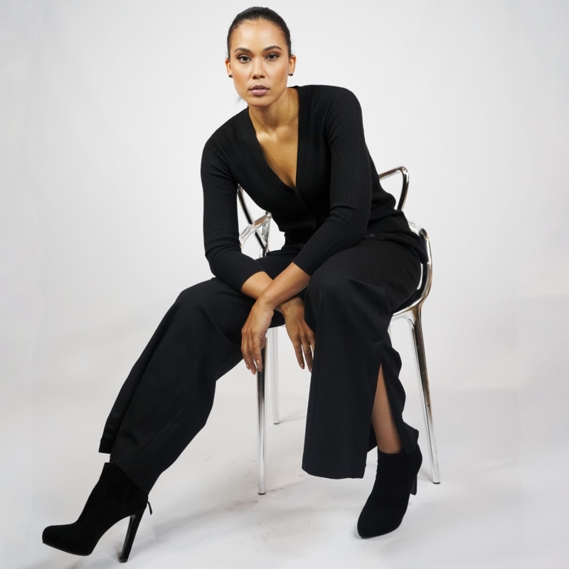 Thumbnail of Pull On Luxury Ponte Knit Wide Leg Pant In Black - The Carmine image