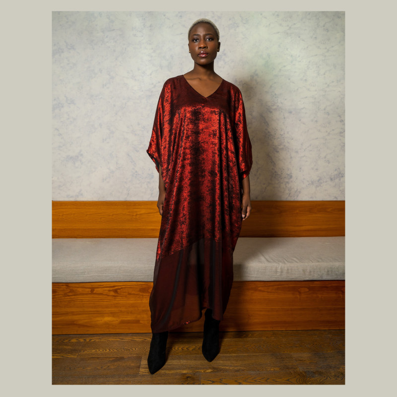 Red kaftan dress hotsell