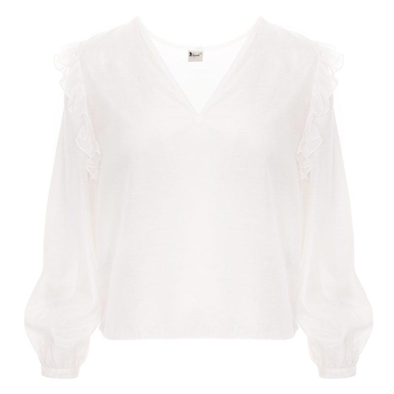 Thumbnail of Shantung White Shirt With Ruffles image