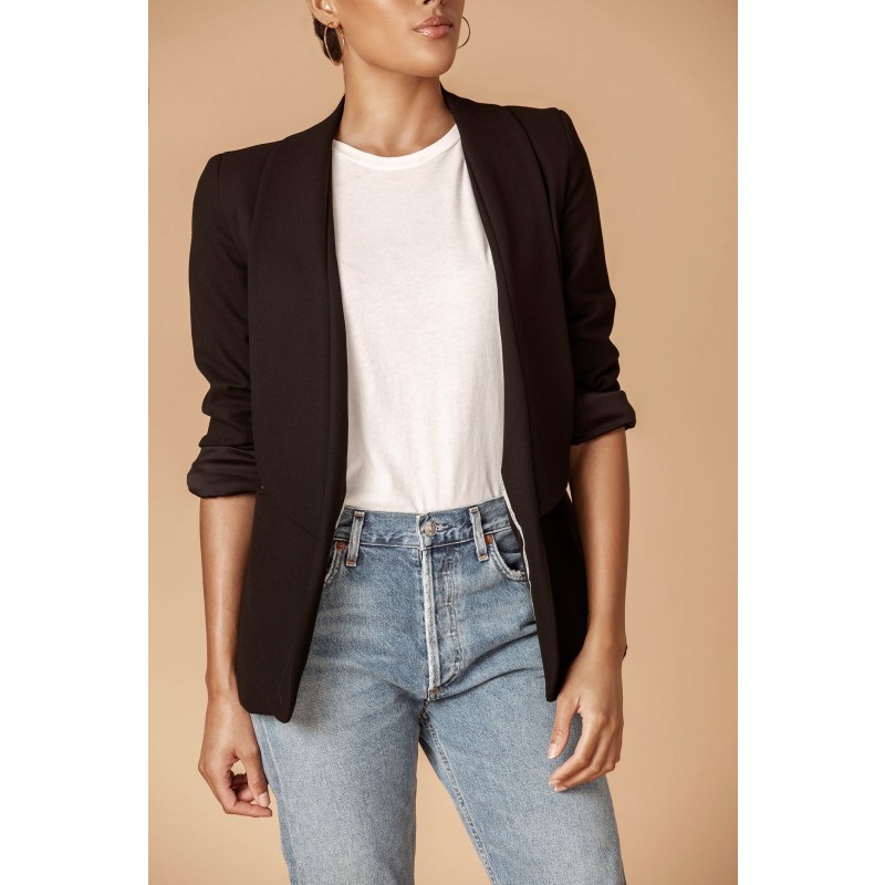 Thumbnail of Shawl Collared Boyfriend Blazer In Black image