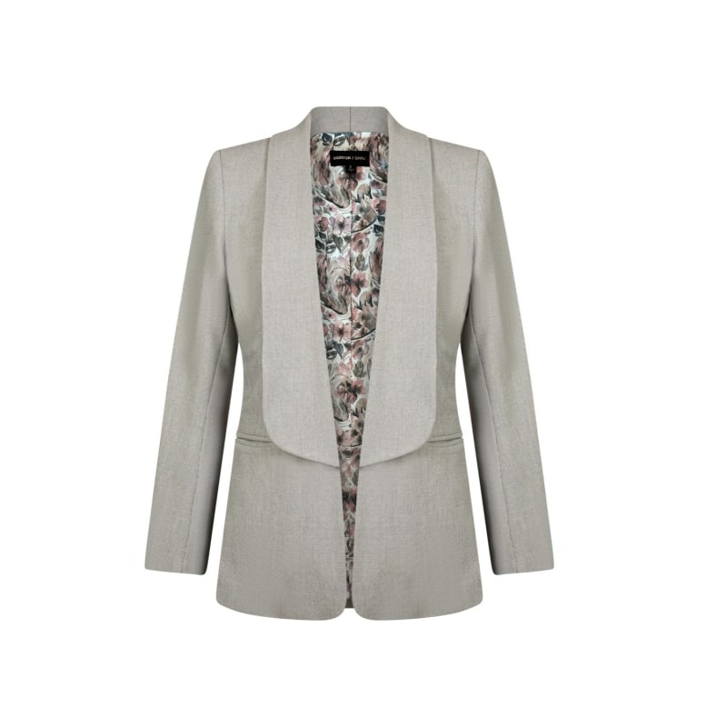 Thumbnail of Shawl Collared Boyfriend Blazer In Grey Mini Check image