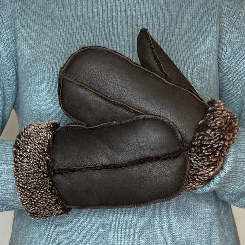 Thumbnail of Sheepskin Mittens M02 Brown Hurricane Napalan O/S image