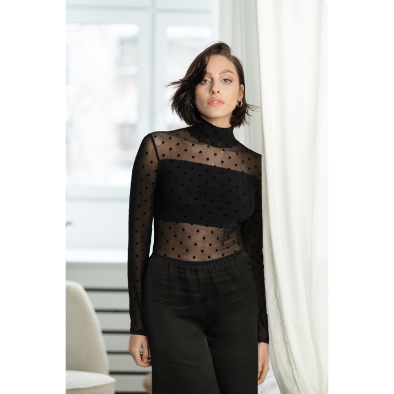 Sheer turtleneck bodysuit clearance