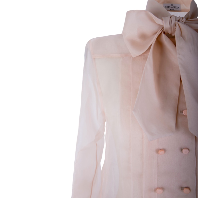 Thumbnail of Sheer Silk Shirt With Bow Collar image