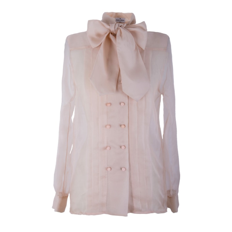 Thumbnail of Sheer Silk Shirt With Bow Collar image