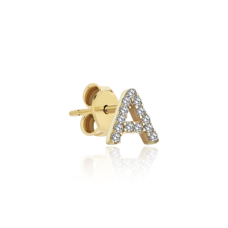 Thumbnail of Shiny A Initial Single Earring In 14K Gold image