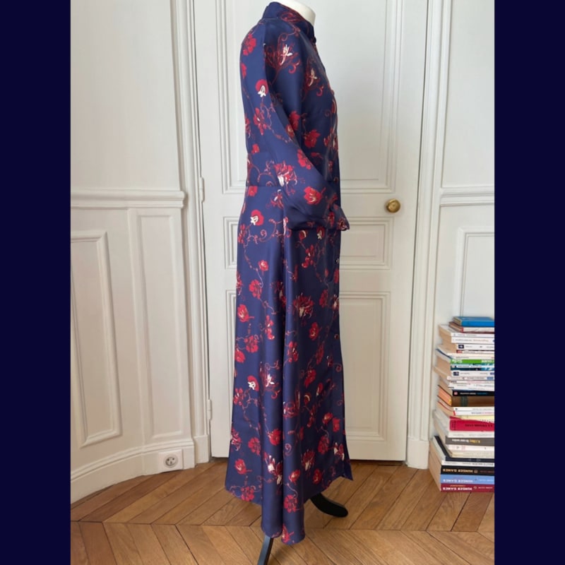 Thumbnail of Shirt Dress - Silk - Floral Print - Blue image