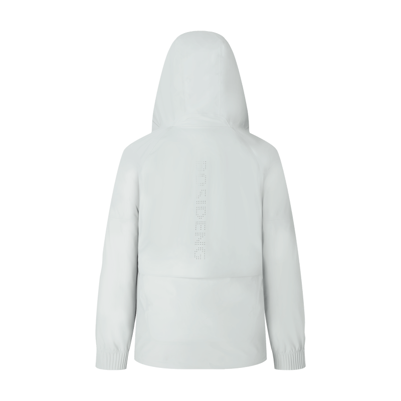 Short Hooded Goose Down Jacket Light Grey Bosideng Wolf Badger