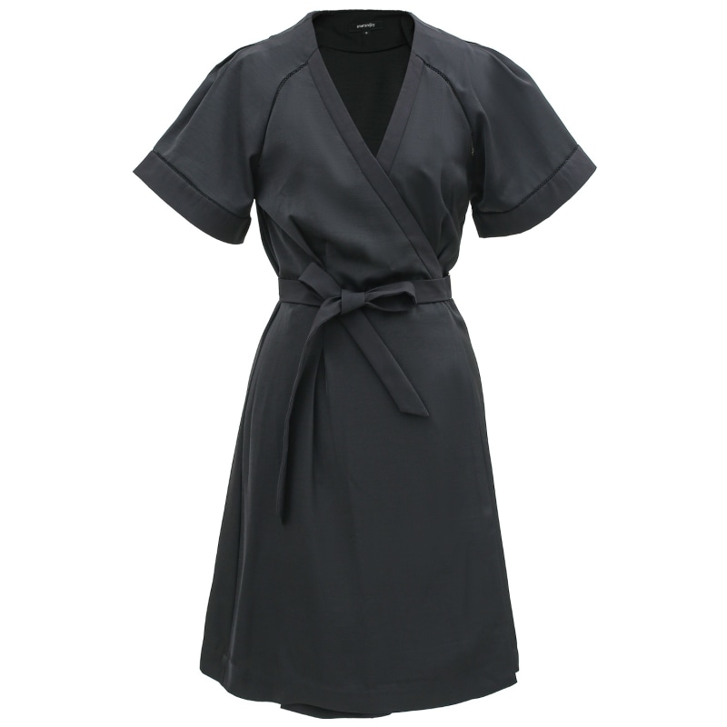Black fitted wrap dress online