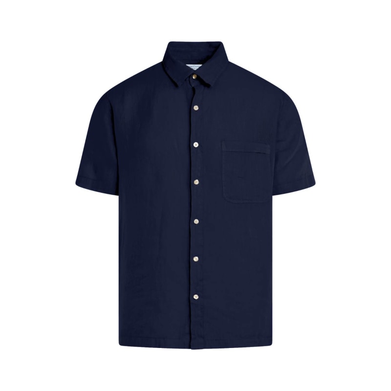 Thumbnail of Short Sleeved Front Pocket Linen Shirt-Blue Marine image