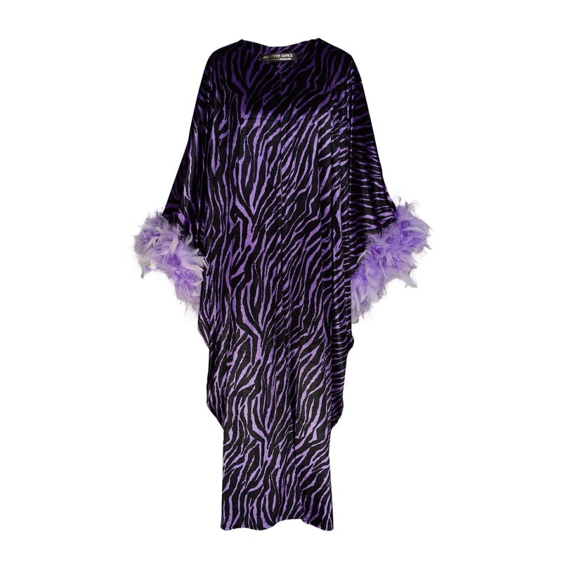 Thumbnail of Showgirls Feather Overcoat In Periwinkle image