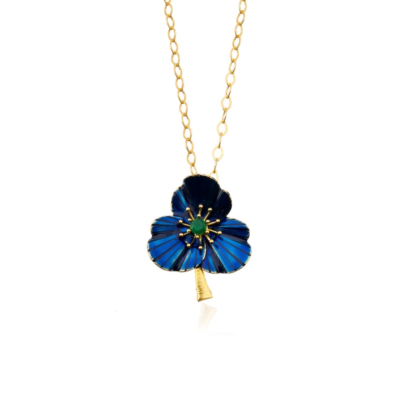 Thumbnail of Navy Blue Three-Leafed Clover Necklace image