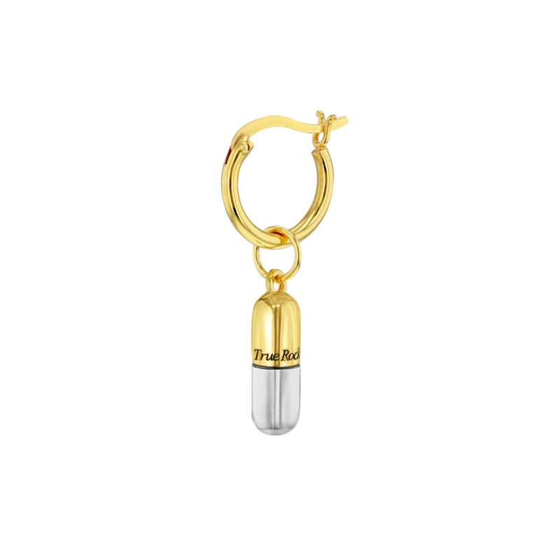 Thumbnail of 18Kt Gold-Plated & Sterling Silver Mini Pill Charm On Gold Hoop image