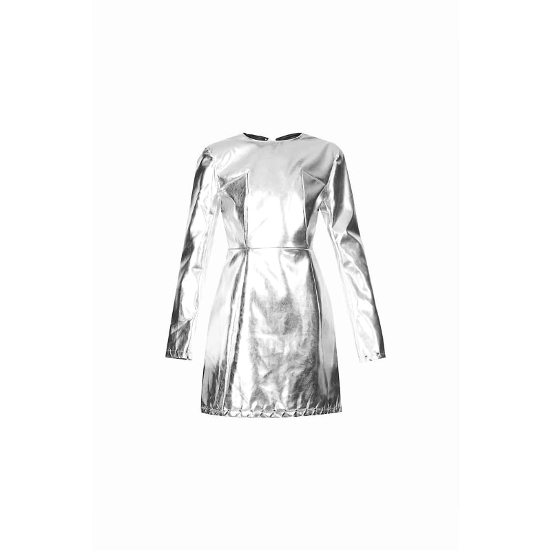 Thumbnail of Sicily Silver Vegan Leather Mini Dress image