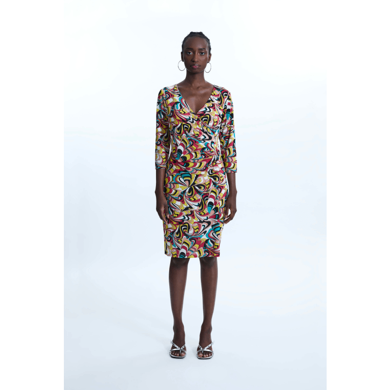 Thumbnail of Side Ruched Printed Midi Dress image