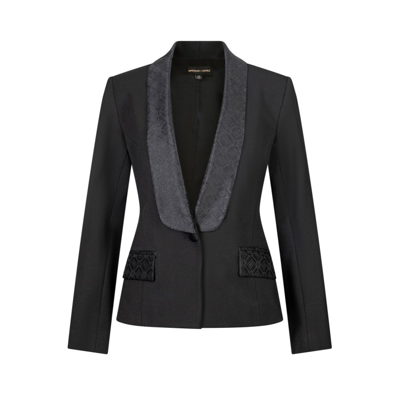 Thumbnail of Signature Black Jacquard Tuxedo Blazer image