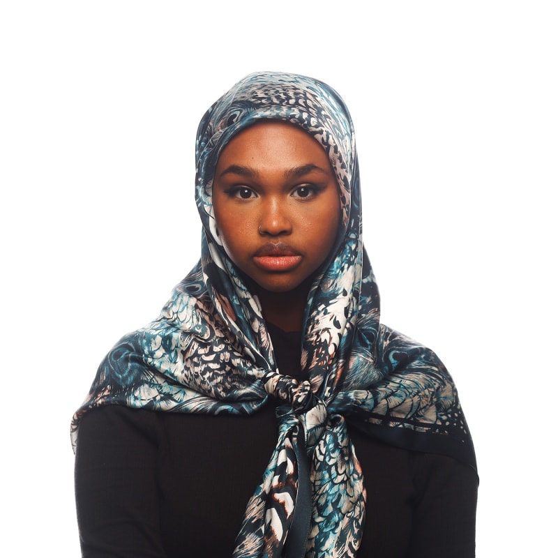 Silk peacock scarf top
