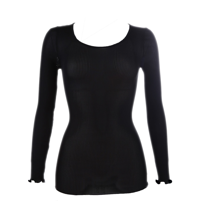 Thumbnail of Silk Accordion Crew-Neck Long Sleeve, Black image