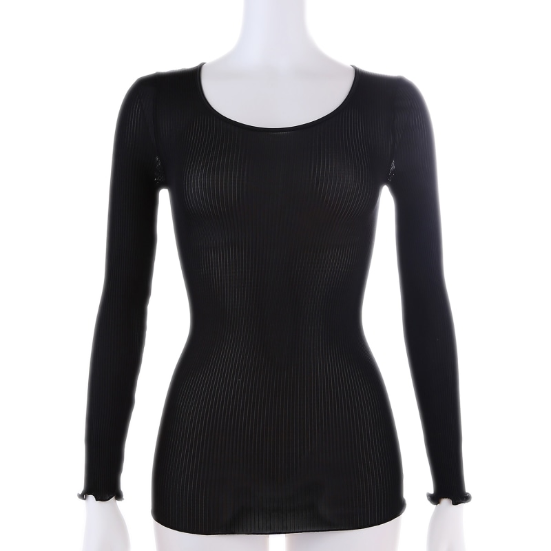 Thumbnail of Silk Accordion Crew-Neck Long Sleeve, Black image