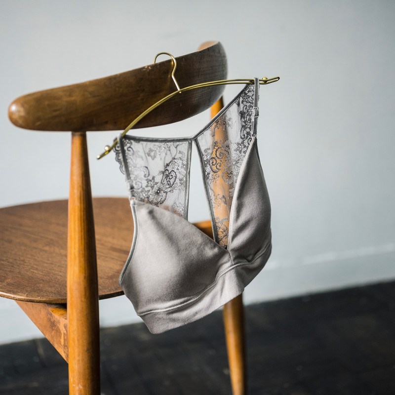 Thumbnail of Filoscozia Cotton Bralette With Leavers Lace, White image