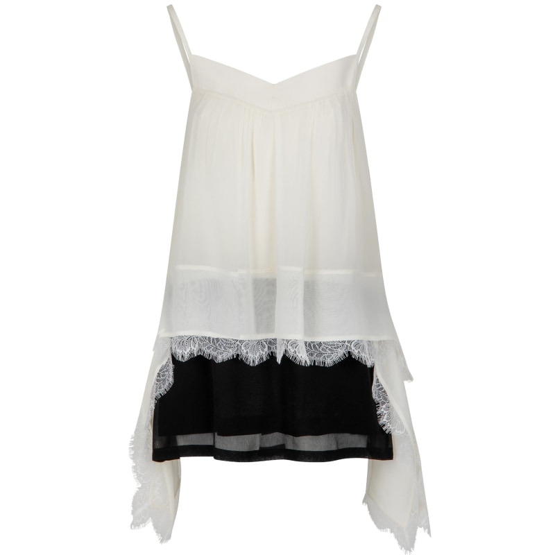 Thumbnail of Silk Chiffon Lace Trim Mini Dress image