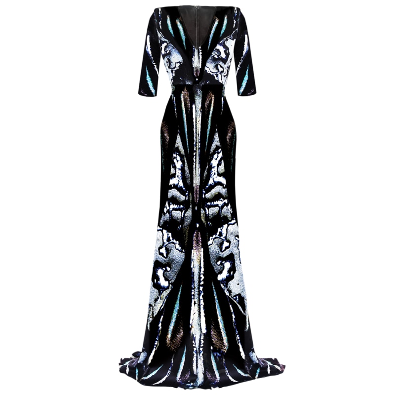 Thumbnail of Silk Evening Gown - Beetle Shell Print image