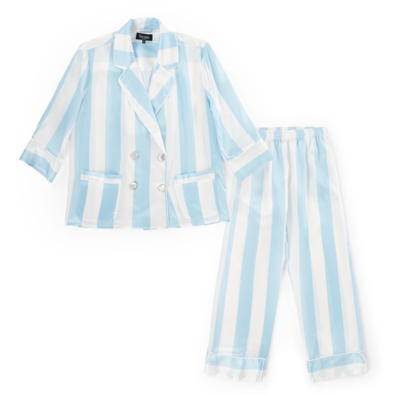 Light blue silk pajama set sale