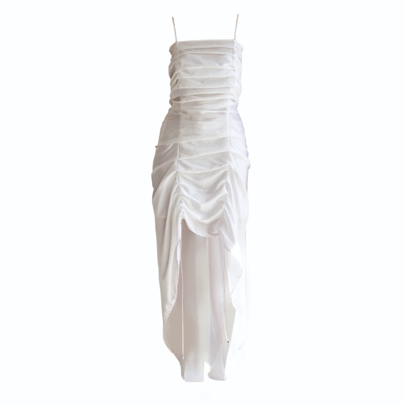 Silk Ruched Bungee Dress White by Formula S7