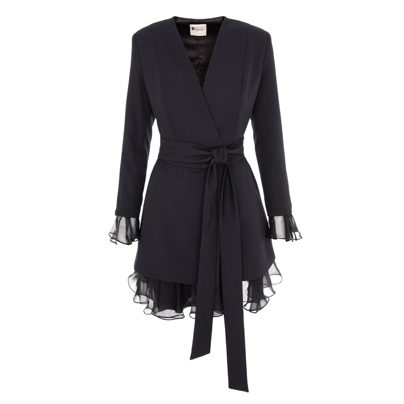 Black frill blazer best sale