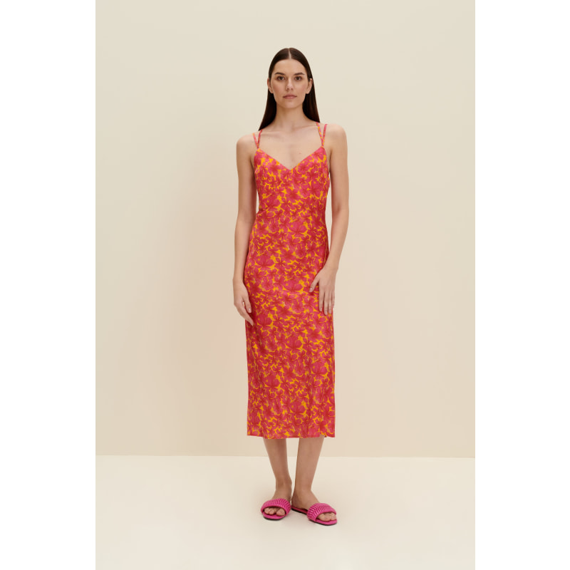 Thumbnail of Silk-Satin Slip Dress In Hibiscus Print image