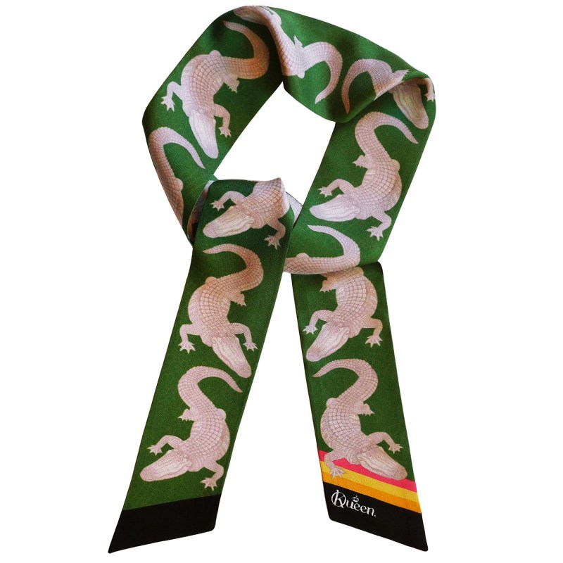 Silk Scarf - Amazing A - Alligator - Green | Kueen | Wolf & Badger