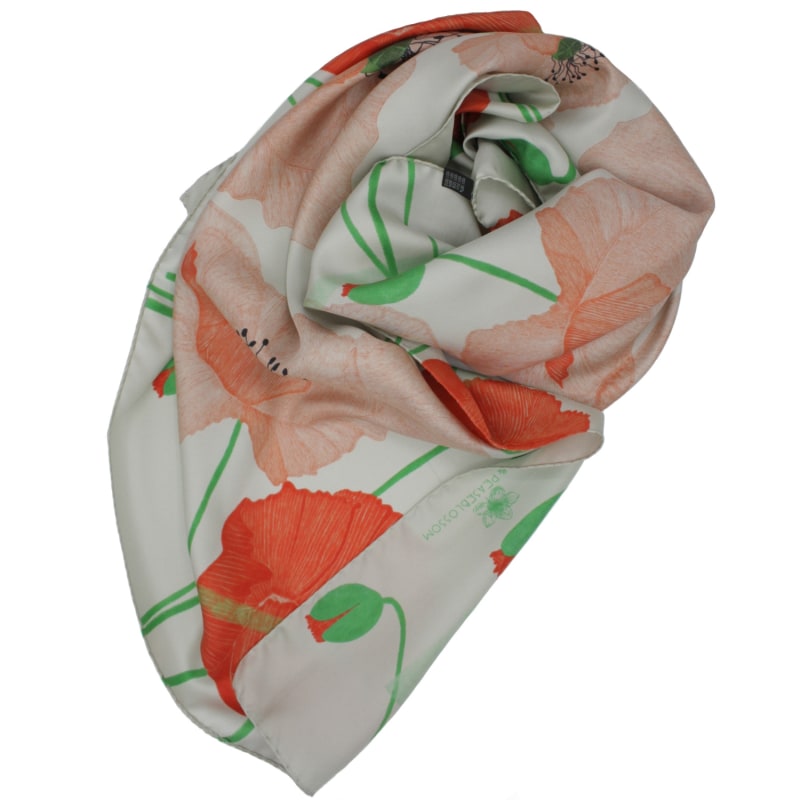 Comptoir des Cotonniers MAMAP PRINTED SILK SCARF VALIANT POPPY