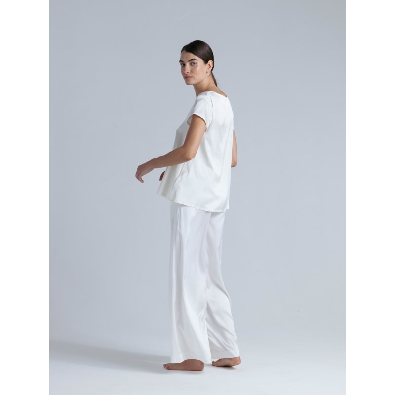 Thumbnail of Silk Short Sleeve Set 'Leto' In Milk White image