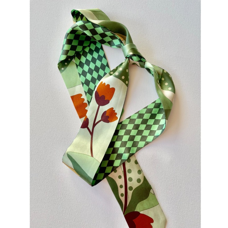 Thumbnail of Silk Twilly Scarf Of Green Wonderland image