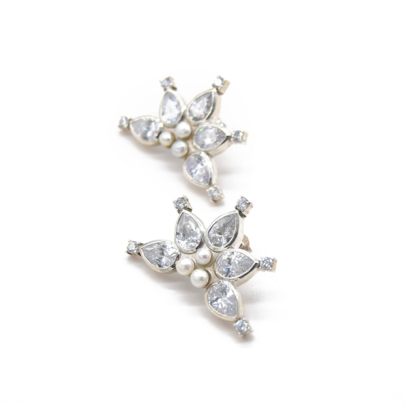 Thumbnail of Silver Adiba Cubic Zircon Fan Stud Earring image