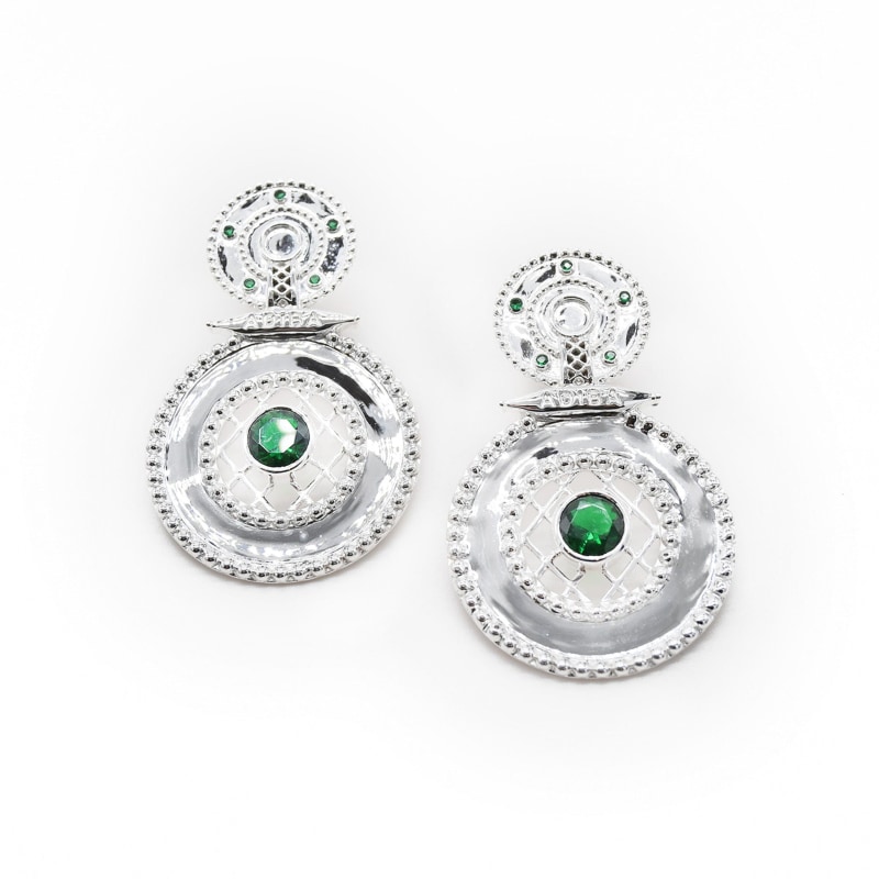 Thumbnail of Silver Emerald Green Adiba Earrings image