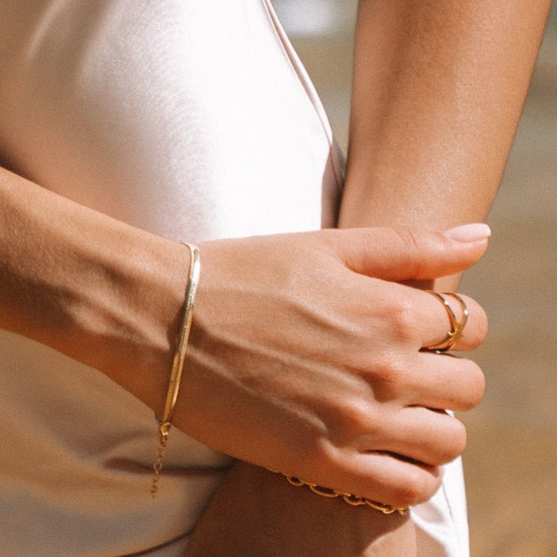 Flat snake chain bracelet sale