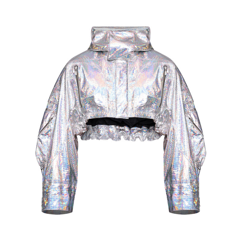 Silver grey cropped jacket deals