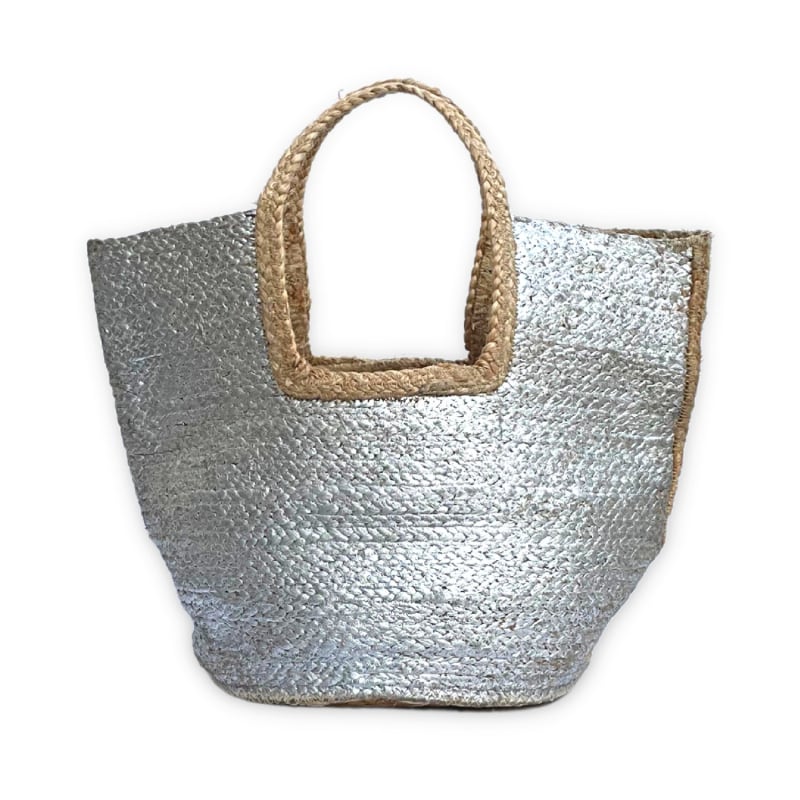 Silver metallic beach bag top