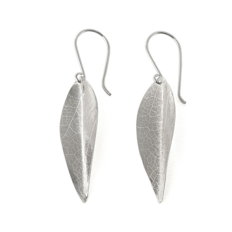 Thumbnail of Silver Leaf Earrings In Large image