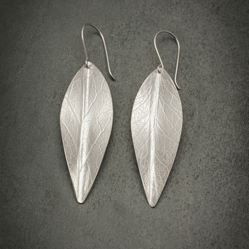 Thumbnail of Silver Leaf Earrings In Large image