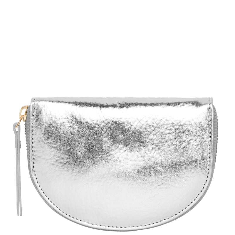 Thumbnail of Silver Leather Zip Around Half Moon Purse image