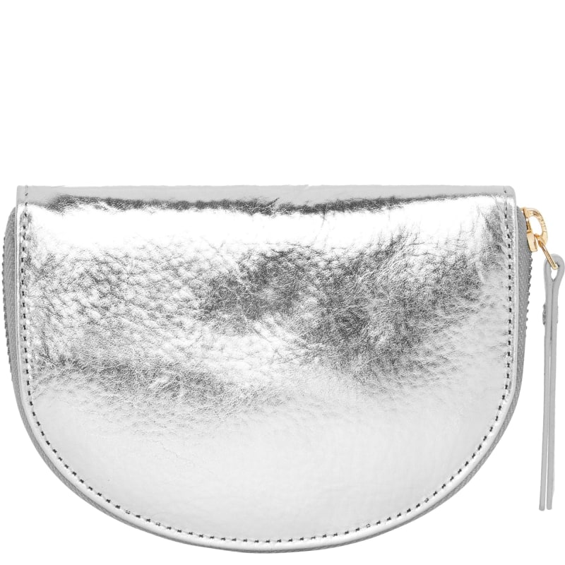 Thumbnail of Silver Leather Zip Around Half Moon Purse image
